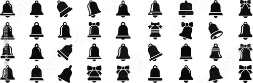 Collection of various bell silhouettes for festive and decorative use various styles and angles for diverse design applications vector christmas