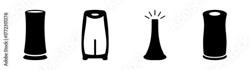 Set of four silhouette icons depicting various cylindrical objects and a vase for your design projects