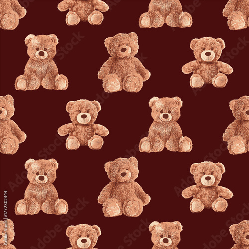 Seamless Cute Teddy Bears Pattern 31 October 2025