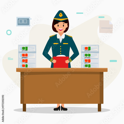 Female Civil Servant Working with Official Files - AI Generated