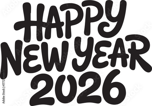 Happy New Year 2026 Bold Typography Greeting Design Vector