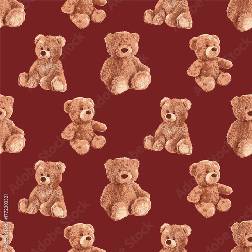 Seamless Cute Teddy Bears Pattern 11 October 2025