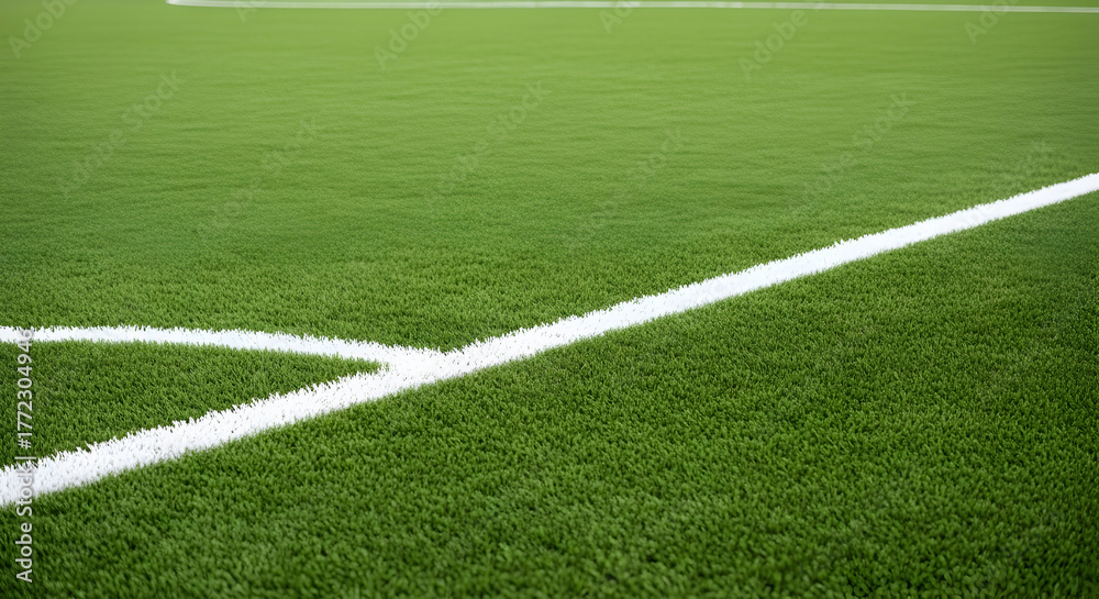 Obraz premium Artificial turf soccer field with a corner line provides a vibrant and professional sporting surface option detail 110