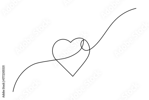 Modern minimalist love heart shape icon for romantic design concept