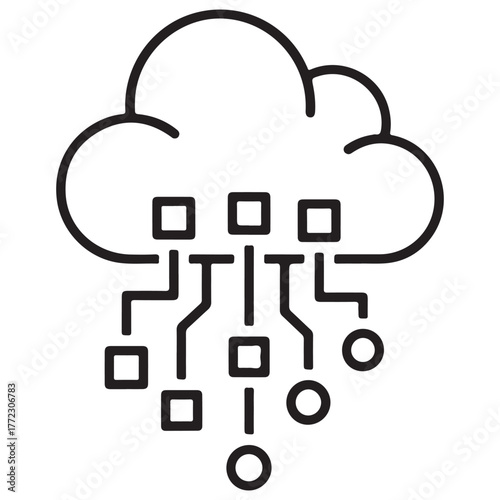 cloud computing concept icon line art