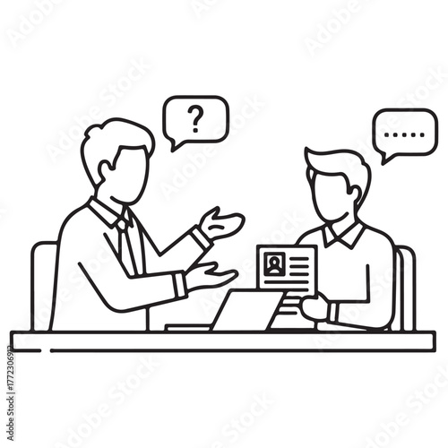 Businessman and businesswoman icon line art