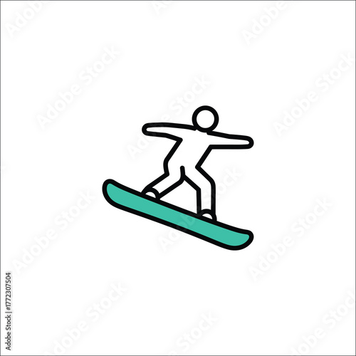 Dynamic snowboarding icon with action and sport elements