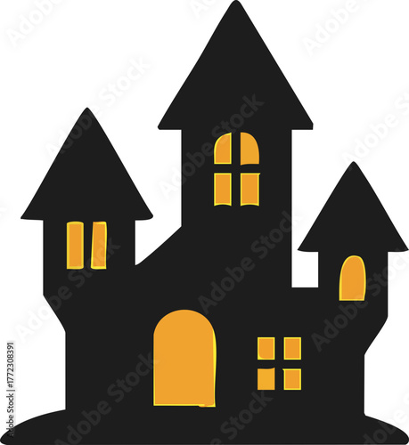 성, 유령, 검정, 노랑, 할로윈, 마녀, 마녀성, 마녀의 집, 하우스, 귀신의집, 지붕, 건축, 건물