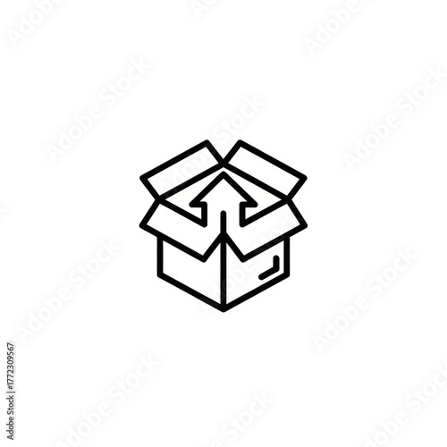 Open Box with Arrow Symbolizing Unboxing or Delivery.