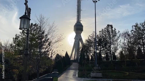 Walking near tv tower in Tashkent