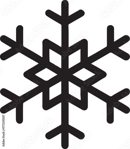 Christmas snowflake and tree icon on white background