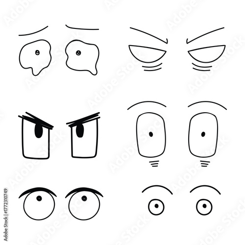 Eyes anime cartoon hand drawn for facial expression, illustration and element