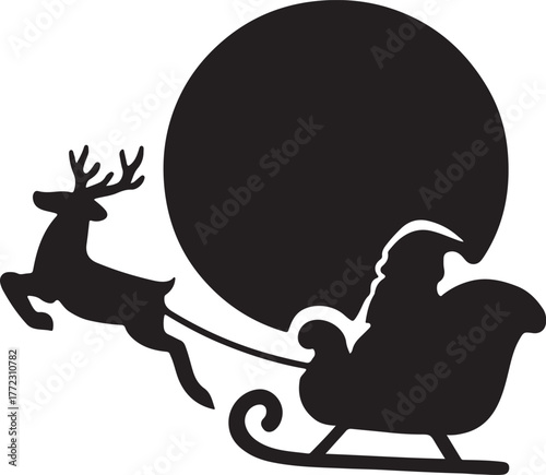 Santa Claus with reindeer in sleigh cartoon illustration