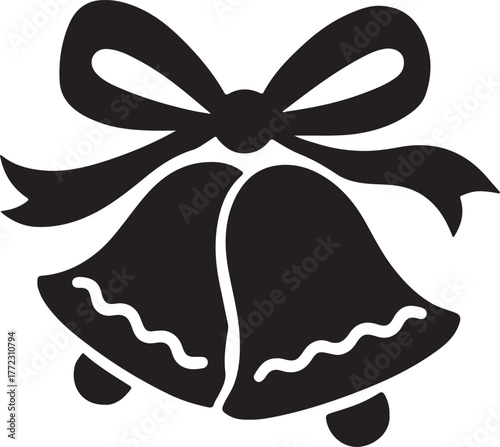 christmas bells with bow vector illustration decoration ribbon gift holiday icon