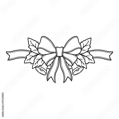illustration art hand drawn line art christmas bow decoration design