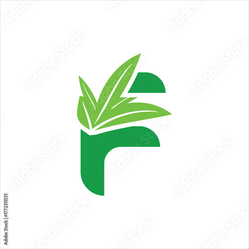 Green Letter F Logo with Leaves - Nature and Ecology Concept – Eco-Friendly Botanical Monogram Design