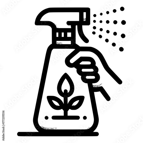 Plant watering sprayer black vector icon with transparent background