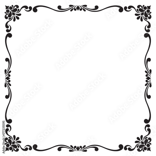 illustration art balck and white hand drawn engraving frame ornament design	