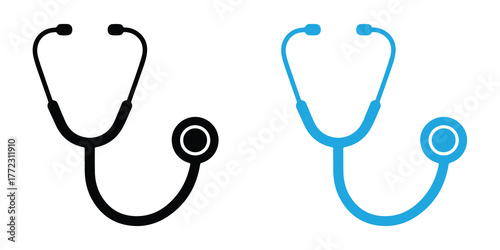 Stethoscope silhouette vector, stethoscope symbol, Doctor stethoscope medical device icon vector