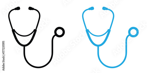 Stethoscope silhouette vector, stethoscope symbol, Doctor stethoscope medical device icon vector