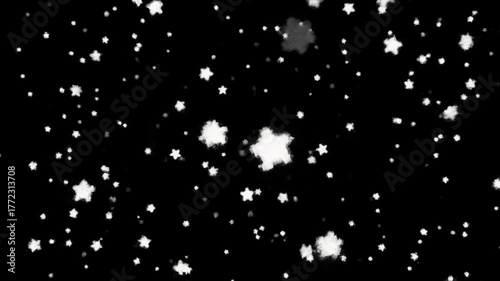 Infinitely loopable 8-bit pixelated stars gently twinkle and pulsate against an expansive deep black background, evoking classic arcade game aesthetic.
