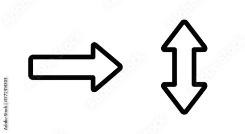 Two simple black arrows indicating direction and reciprocal movement
