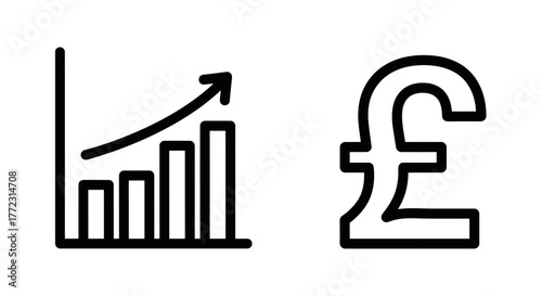British pound currency symbol alongside a graph representing financial growth