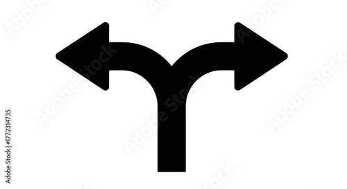 Black split arrow symbol indicating a diverging path or decision point