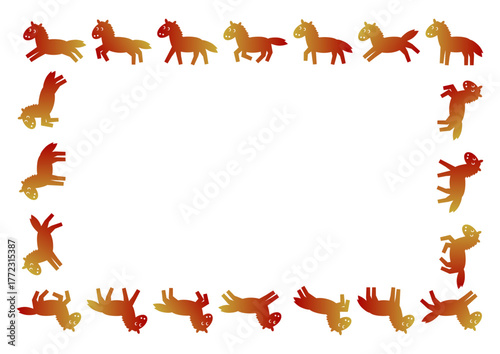 赤と金のグラデーション馬模様のフレーム