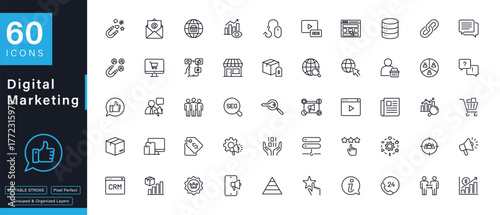 Digital Marketing Line Icons Collection for Web and Mobile UI
