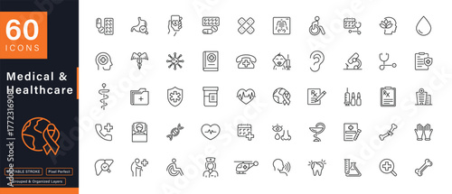 Medical and Healthcare Line Icons Set