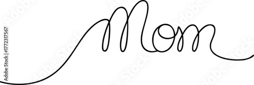 Black cursive word Mom on white background mother family