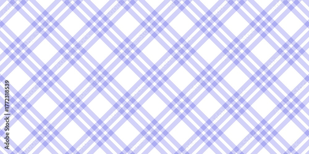 Fototapeta premium Purple gingham plaid pattern background. Light purple checkered pattern. Seamless tartan texture with white lines creating a soft geometric design for fabric, wallpaper, and wrapping paper.