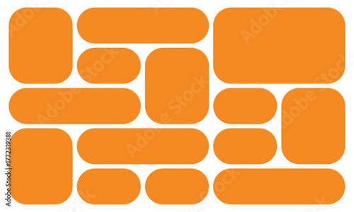 Orange shapes with rounded corners seamless pattern