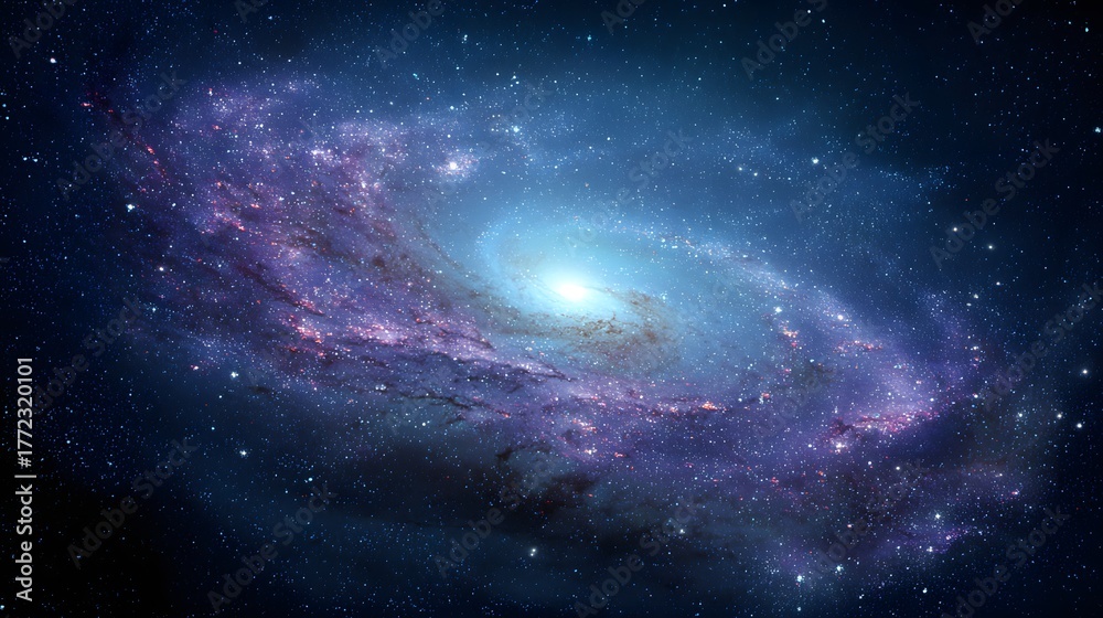 Fototapeta premium Brilliant spiral galaxy illuminates the dark depths of deep space