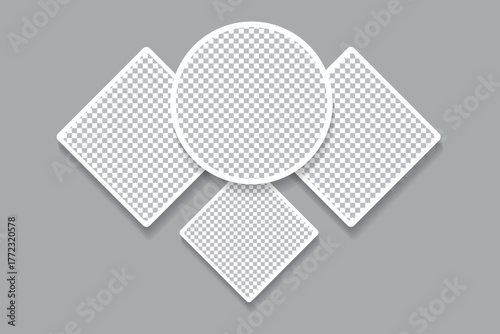 Abstract empty photo frame template with gray background, collage templates