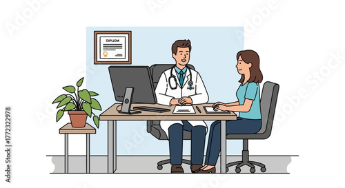 Doctor and Patient Consultation A Medical Appointment in a Clinic Setting