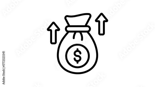 A outline style animated icon of fast money growth