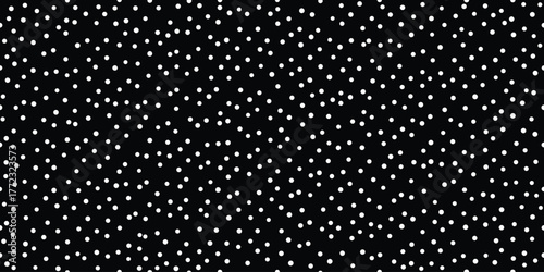 White dots on black background. Polka dots pattern, vector illustration.