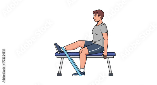 Leg Extension Exercise Illustration with Resistance Band for Strength Training