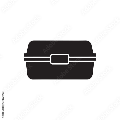 Plastic lunch box silhouette vector icon flat illustration design on white back ground
