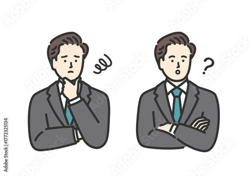 ビジネス 男性の悩みアイコンイラストセット

