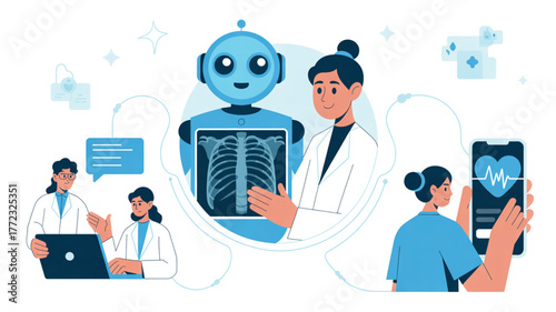 Innovative medical team leverages AI robot for advanced diagnostics and patient care insights, transforming healthcare.