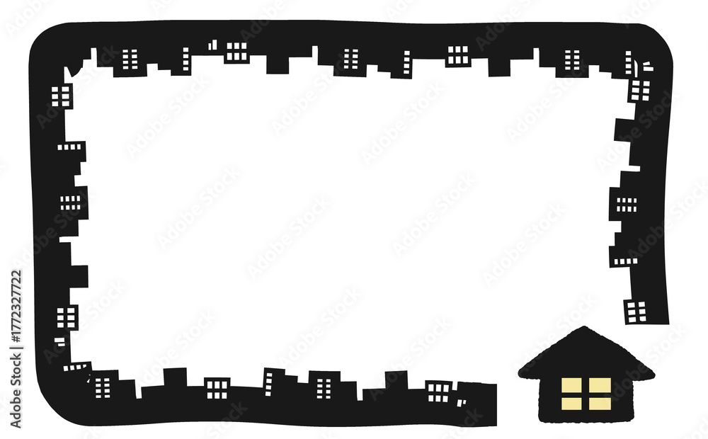 Fototapeta premium シンプルなシルエットの街並みフレーム
