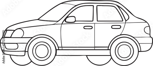 Sedan car side view outline illustration representing transportation and design creativity