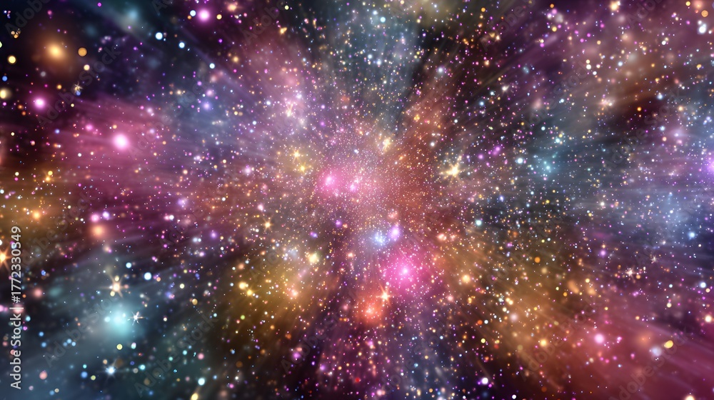 Fototapeta premium Brilliant star field displays a dynamic explosion of color across deep space