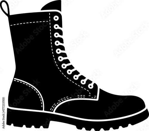 combat boot silhouette vector illustration