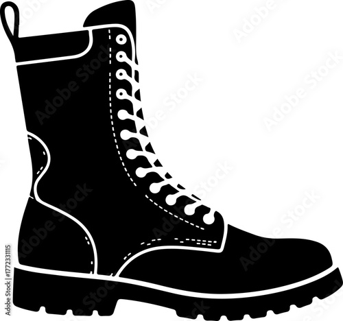 combat boot silhouette vector illustration