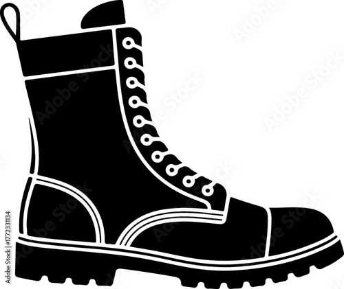 combat boot silhouette vector illustration