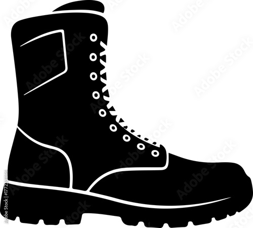 combat boot silhouette vector illustration